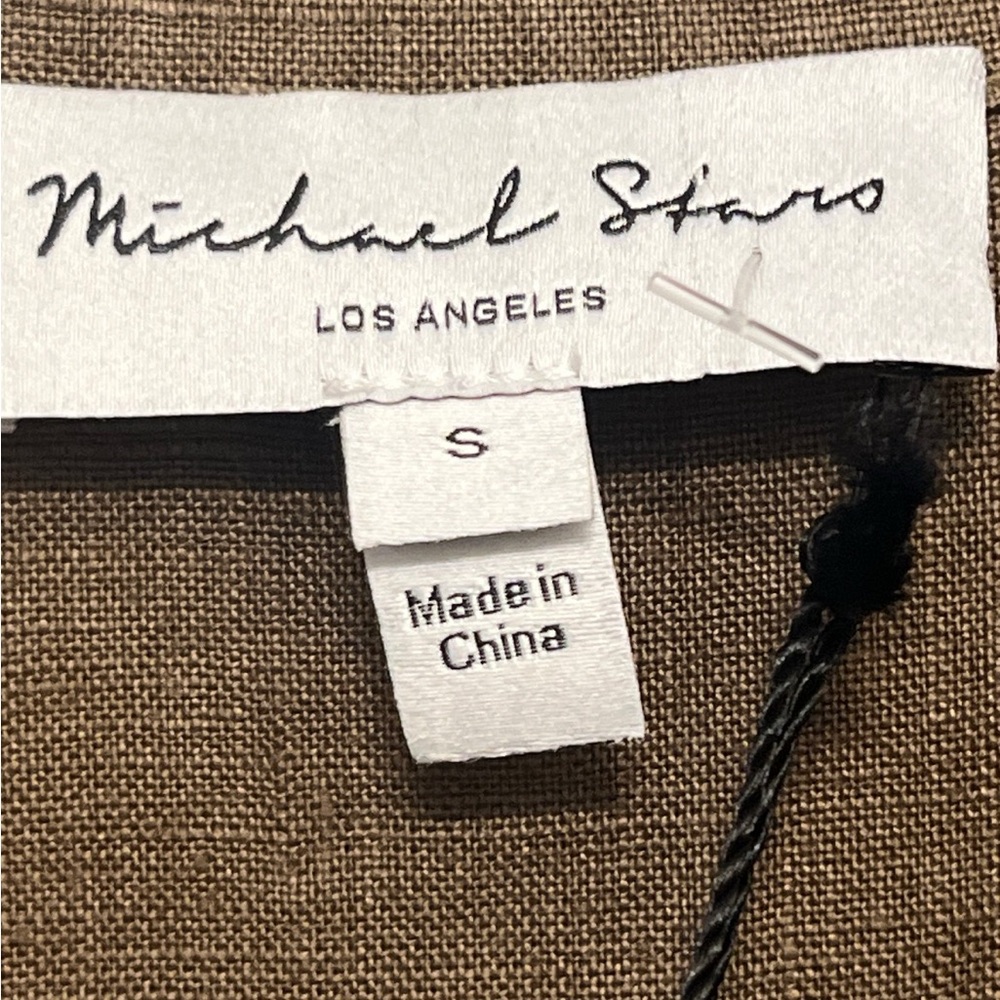 Michael Stars Greta short sleeve linen swing dress brown khaki size small NWT - Picture 5 of 11